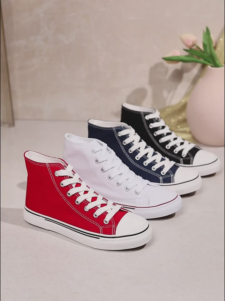 Lightweight Women's Low-Top Casual Sneakers, Lace-Up Rubber Sole Comfortable Shoes for Office & Students